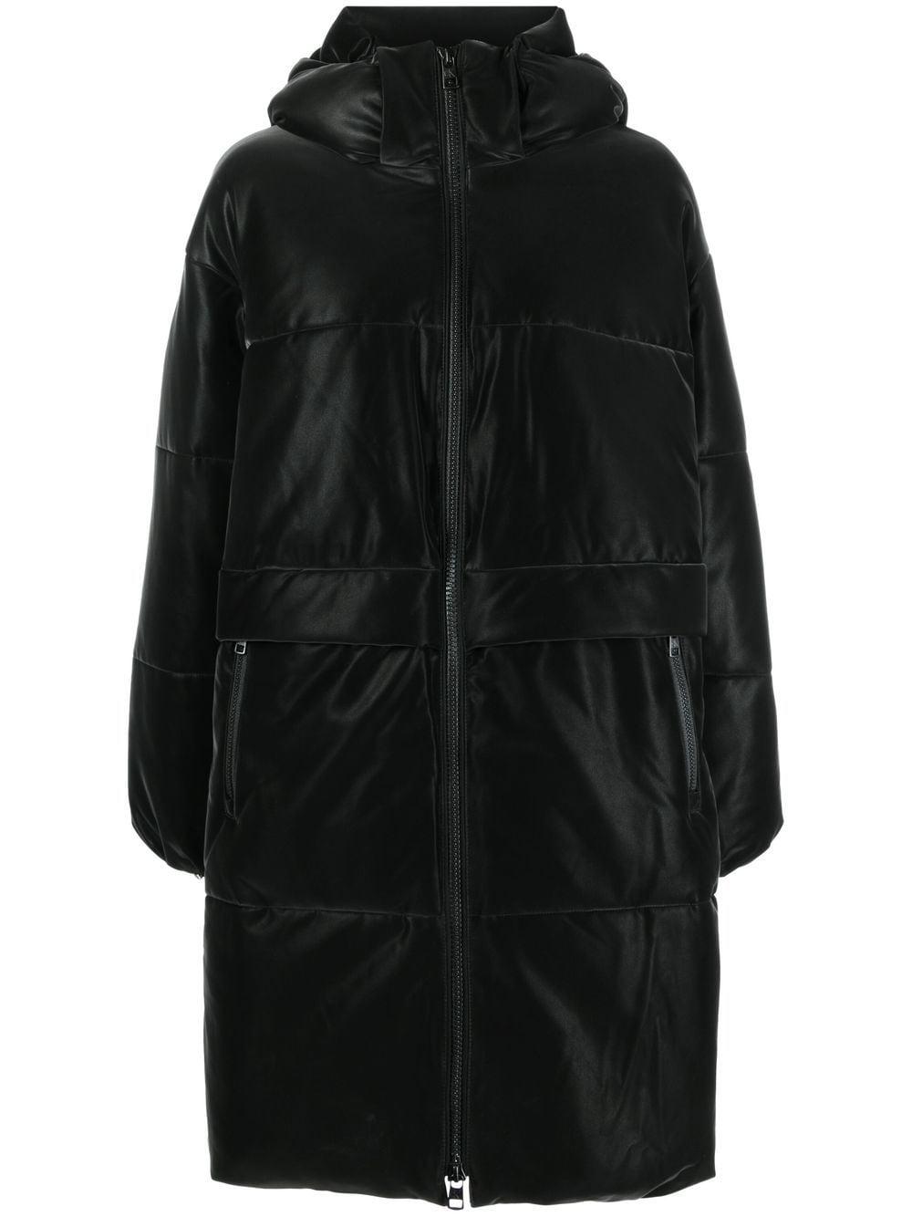 Calvin Klein Faux Suede Oversized Puffer Coat in Black | Lyst