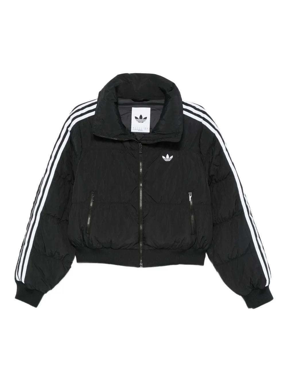 adidas Three-Stripes Logo Puffer Jacket in Black Lyst UK