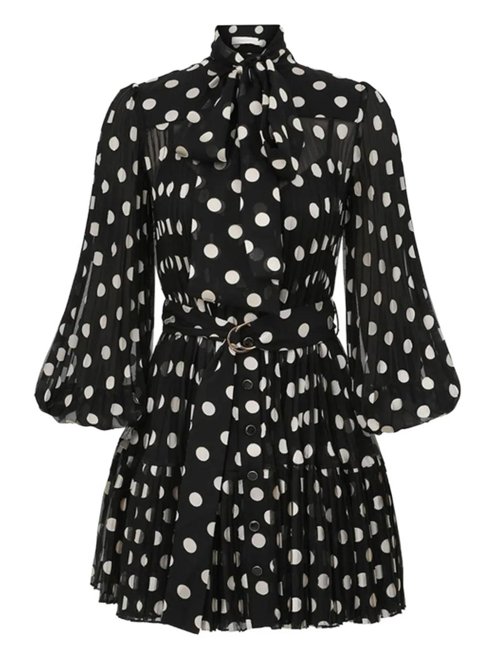 Zimmermann Polka Dot-Print Dress in Black | Lyst