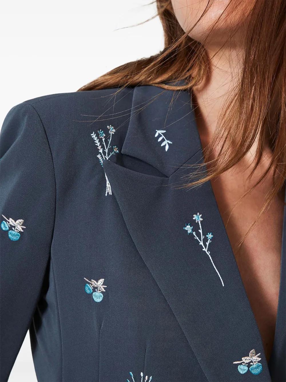 Twinset Floral-Embroidered Blazer in Blue Lyst UK