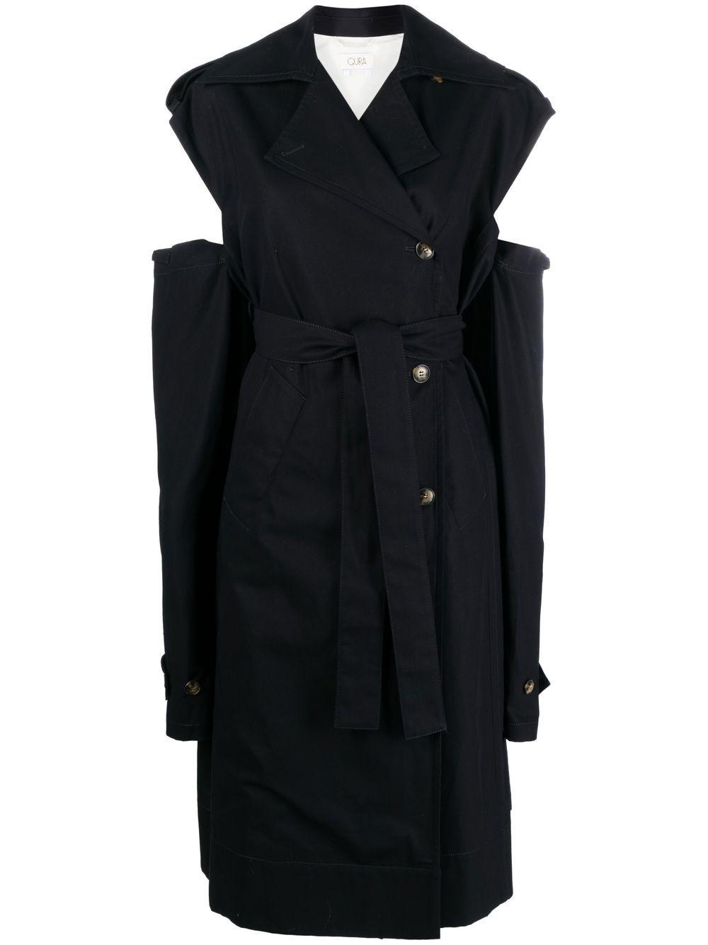 Quira Belted-waist Trench Dress in Black | Lyst