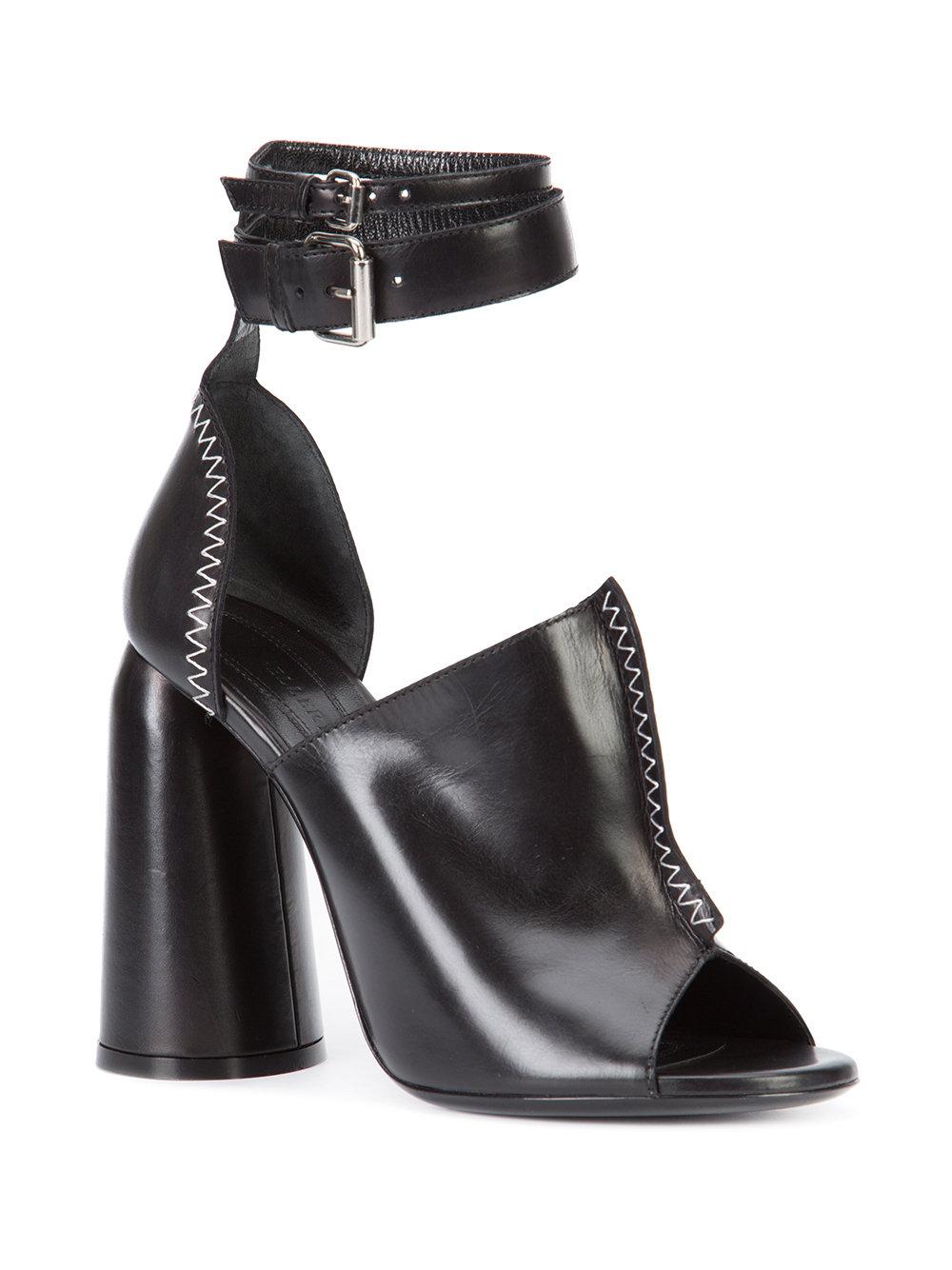 all black chunky heels