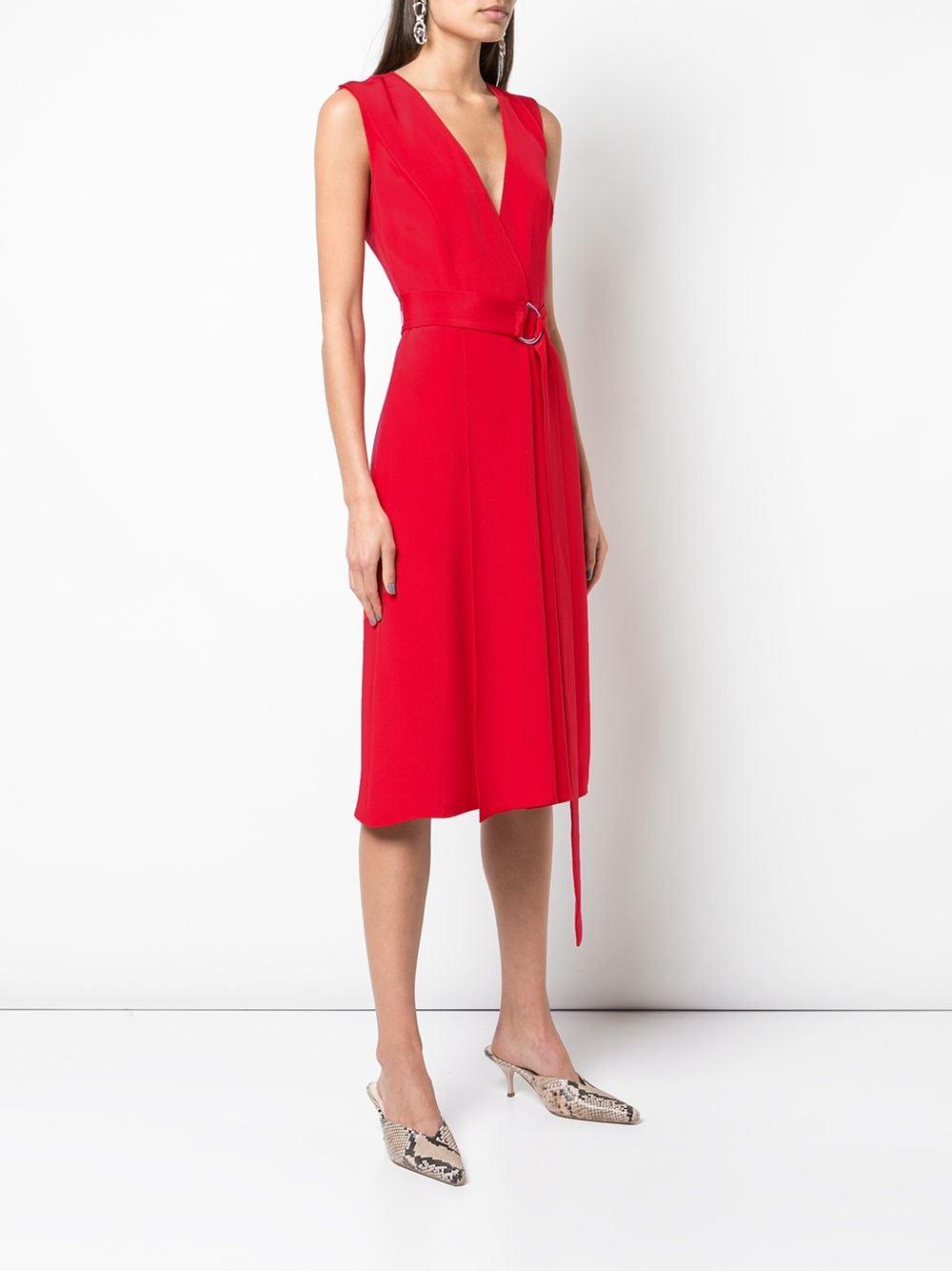 Jason Wu Sleeveless Wrap Dress in Red - Lyst