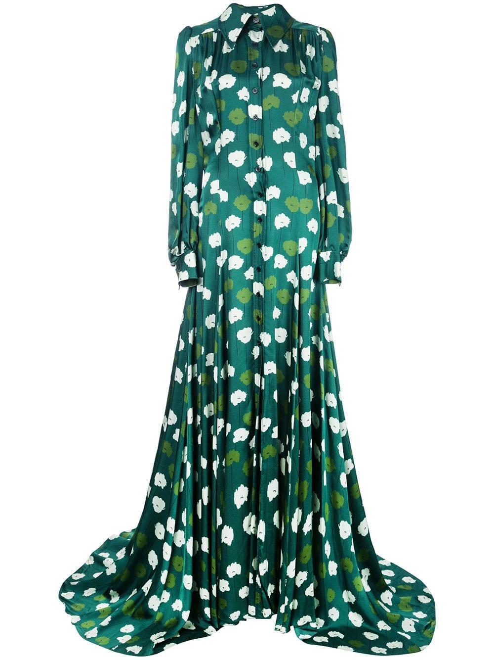 Vestido camisero con estampado floral Carolina Herrera de color Verde | Lyst