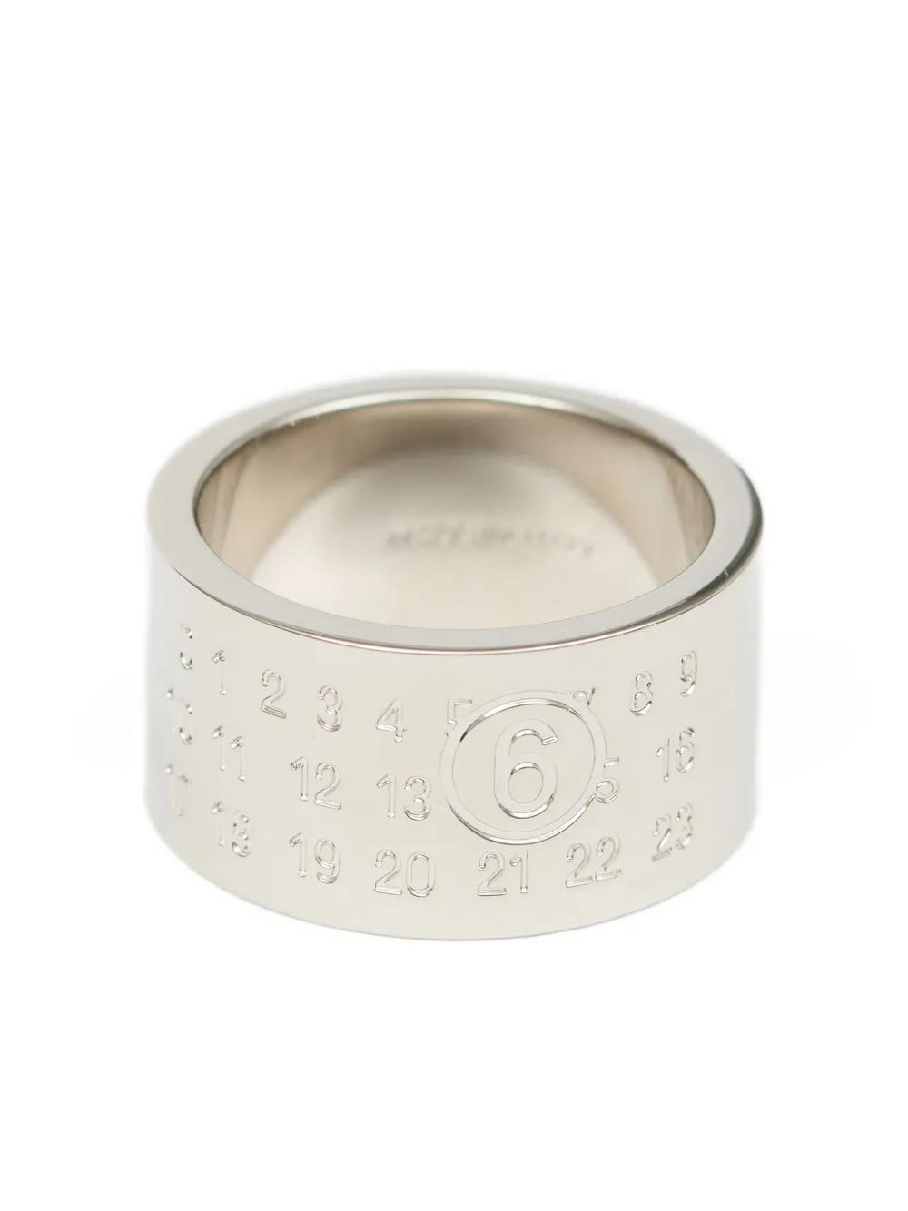 リング ☆ MM6 Maison Martin Margiela MM6 by Maison Martin Margiela Triple Logo Ring in Gray for
