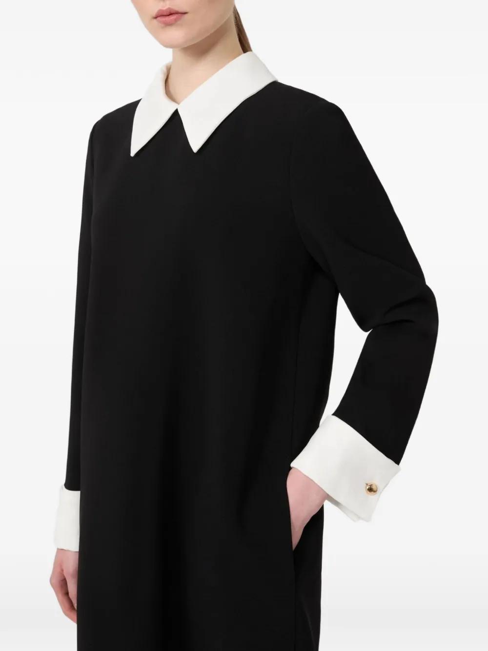 black dress with white collar and cuffs 1950s Black & White Collar Fit & Flare Dress