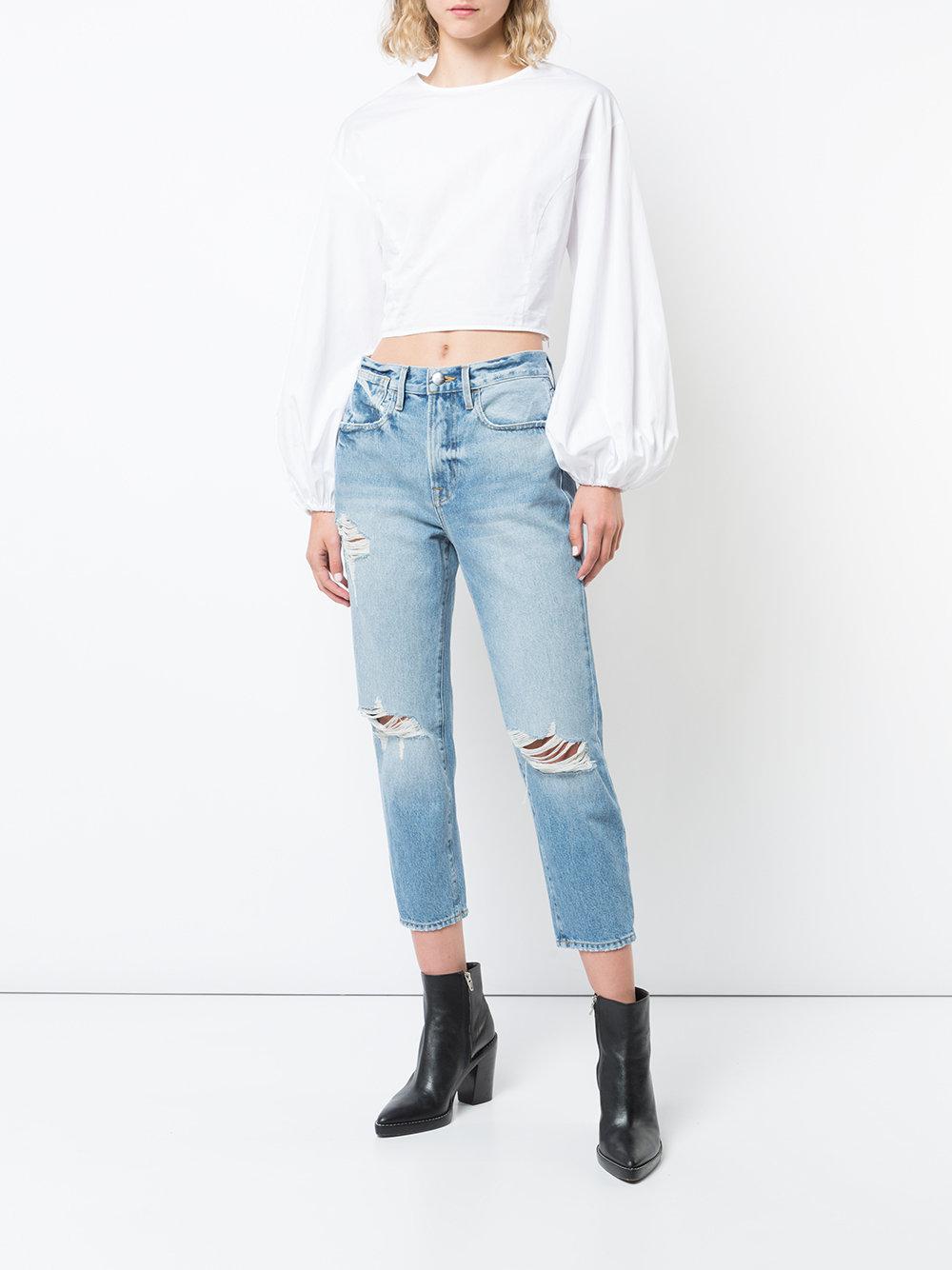 cropped ripped jeans