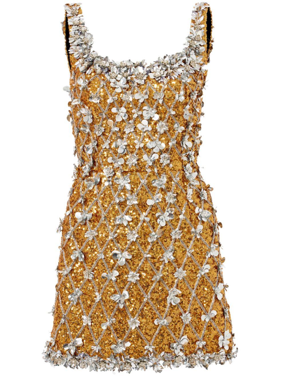 Vestido corto con lentejuelas Carolina Herrera de color Metálico