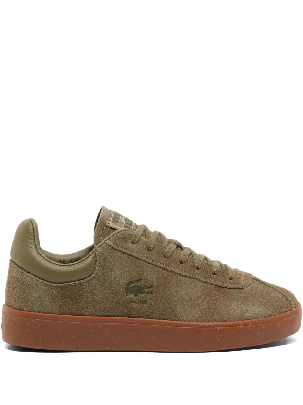 Lacoste Taupe Suede Low-Top Sneakers with Green Crocodile Men main image 2