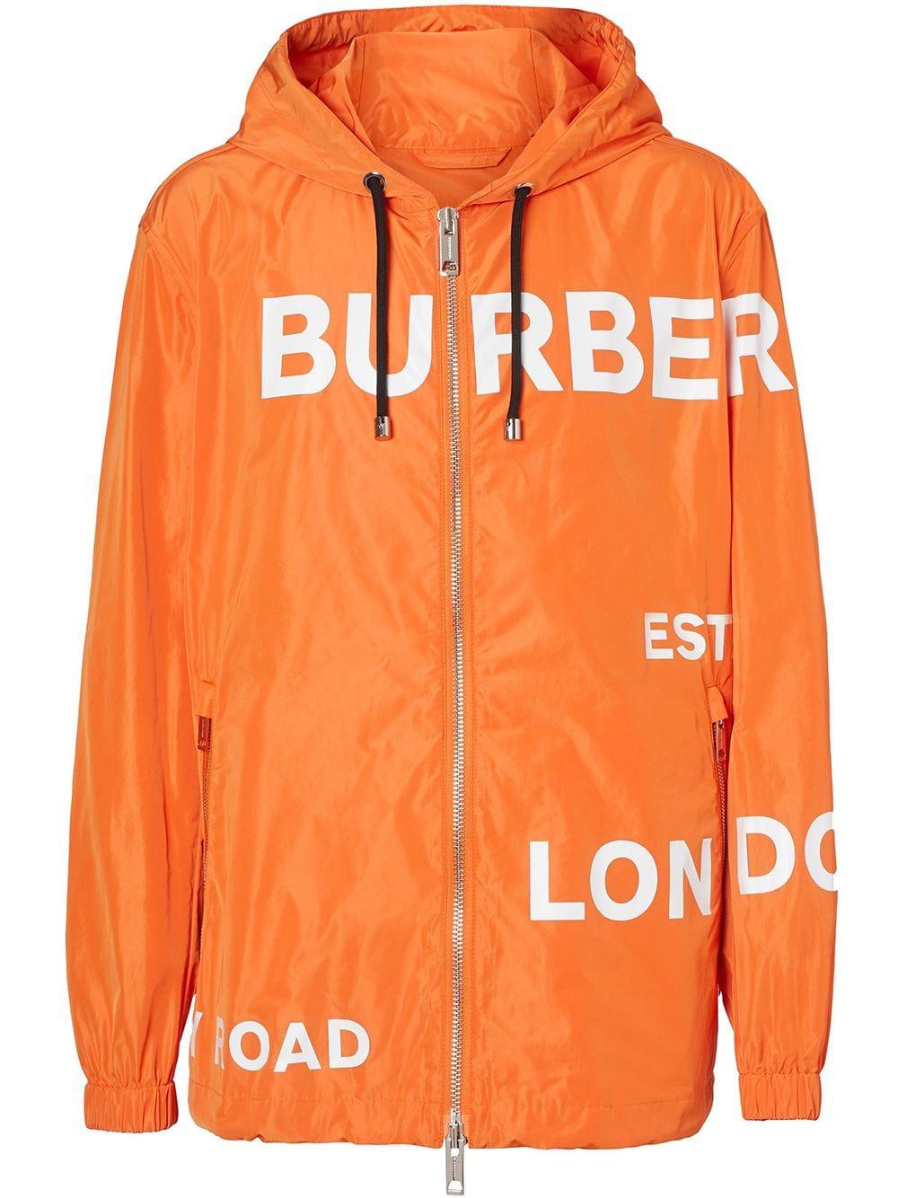 Burberry Synthetic Horseferry Print Nylon Hooded Jacket in Bright Orange  (Orange) for Men - Lyst