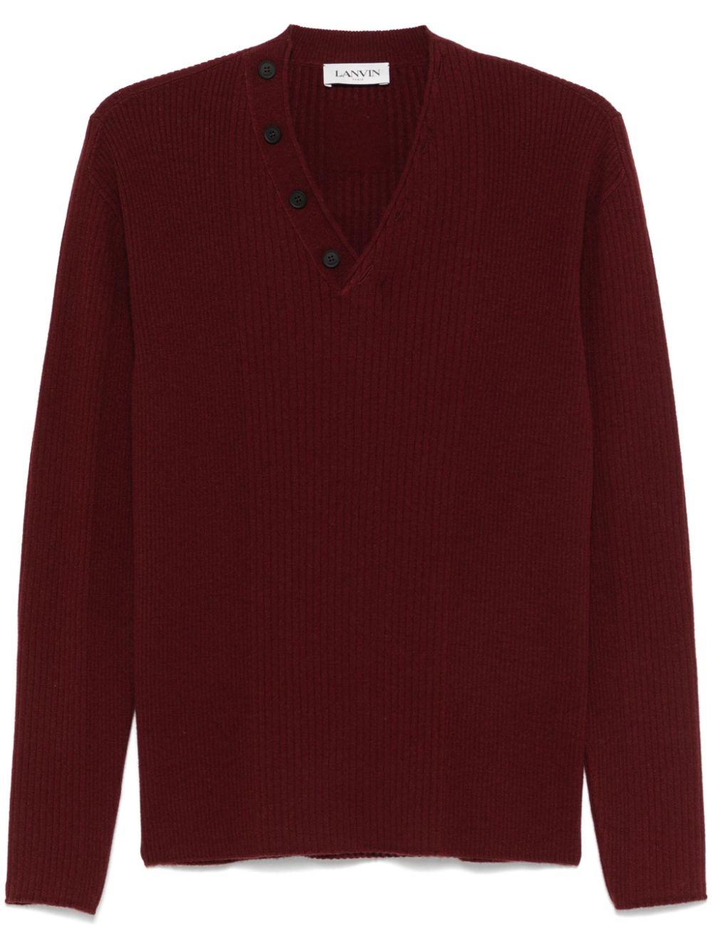 Lanvin メンズ レッド ボタンディテール セーター セーター & ニット