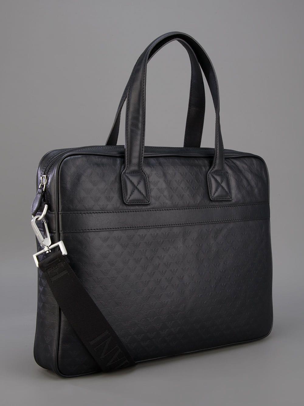 Armani logo-print Leather Shoulder Bag - Black