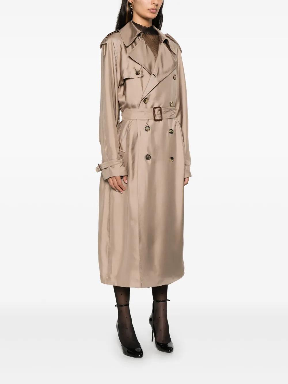 Saint Laurent Silk Trench Coat in Natural | Lyst