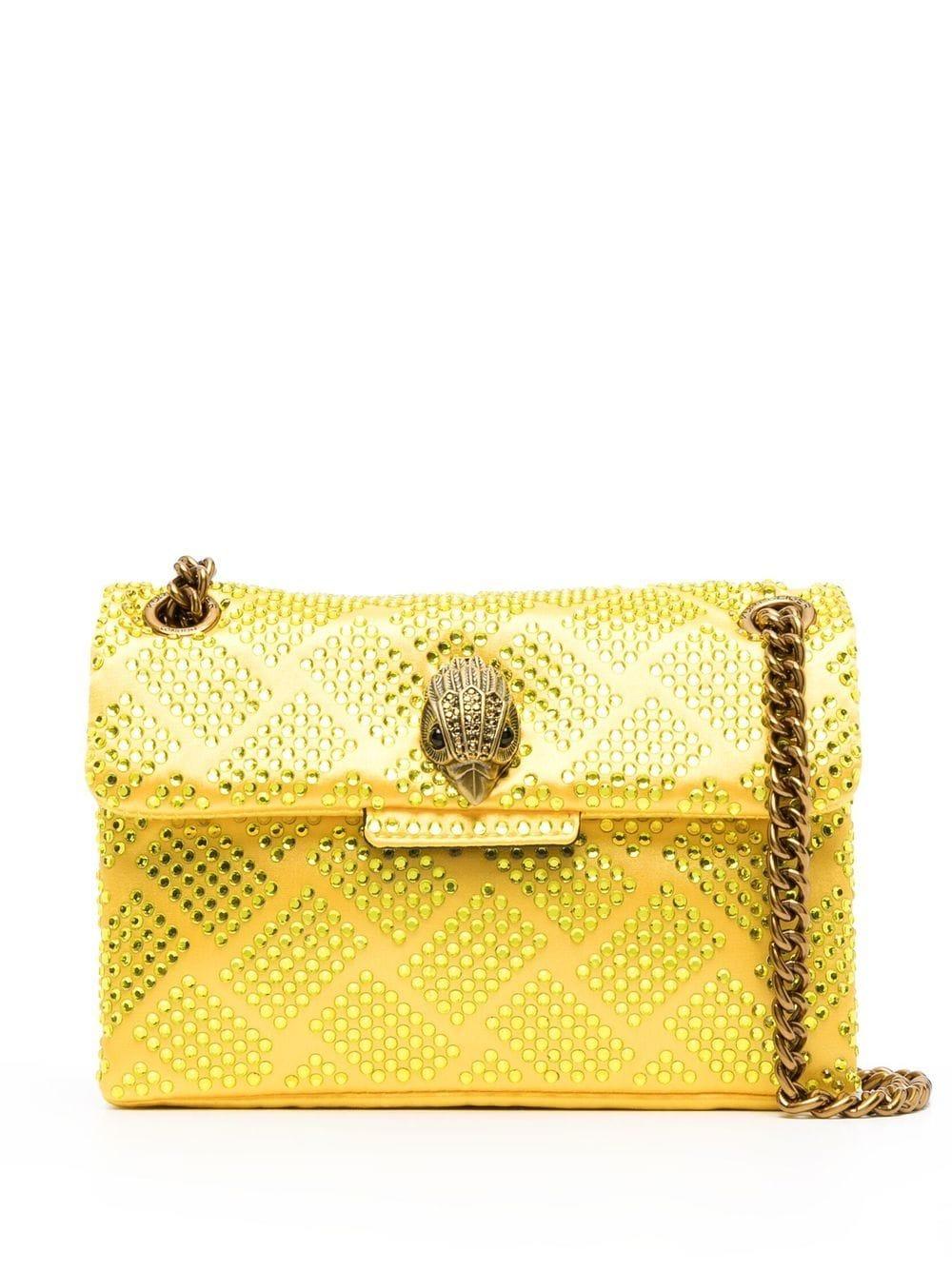 Kurt Geiger Mini Kensington Crystal-embellished Bag in Yellow | Lyst