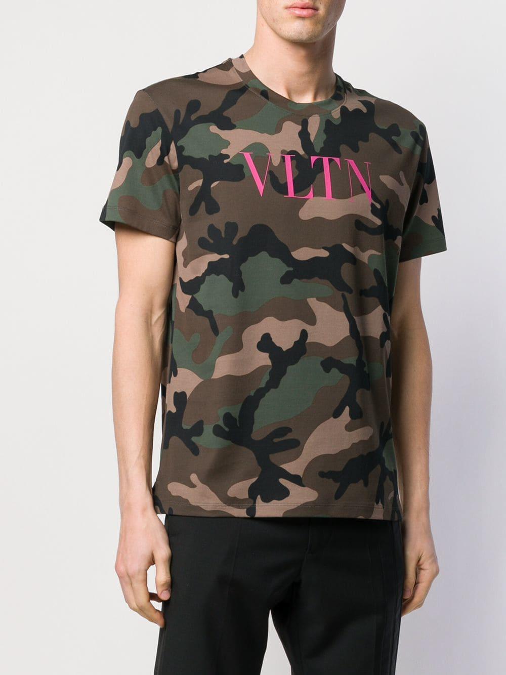 Valentino Cotton Vltn Camouflage T-shirt in Green for Men - Lyst