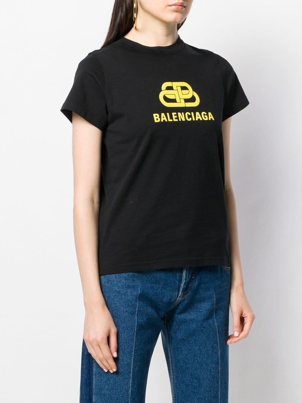 Balenciaga Cotton Bb Logo Print T-shirt in Black - Lyst