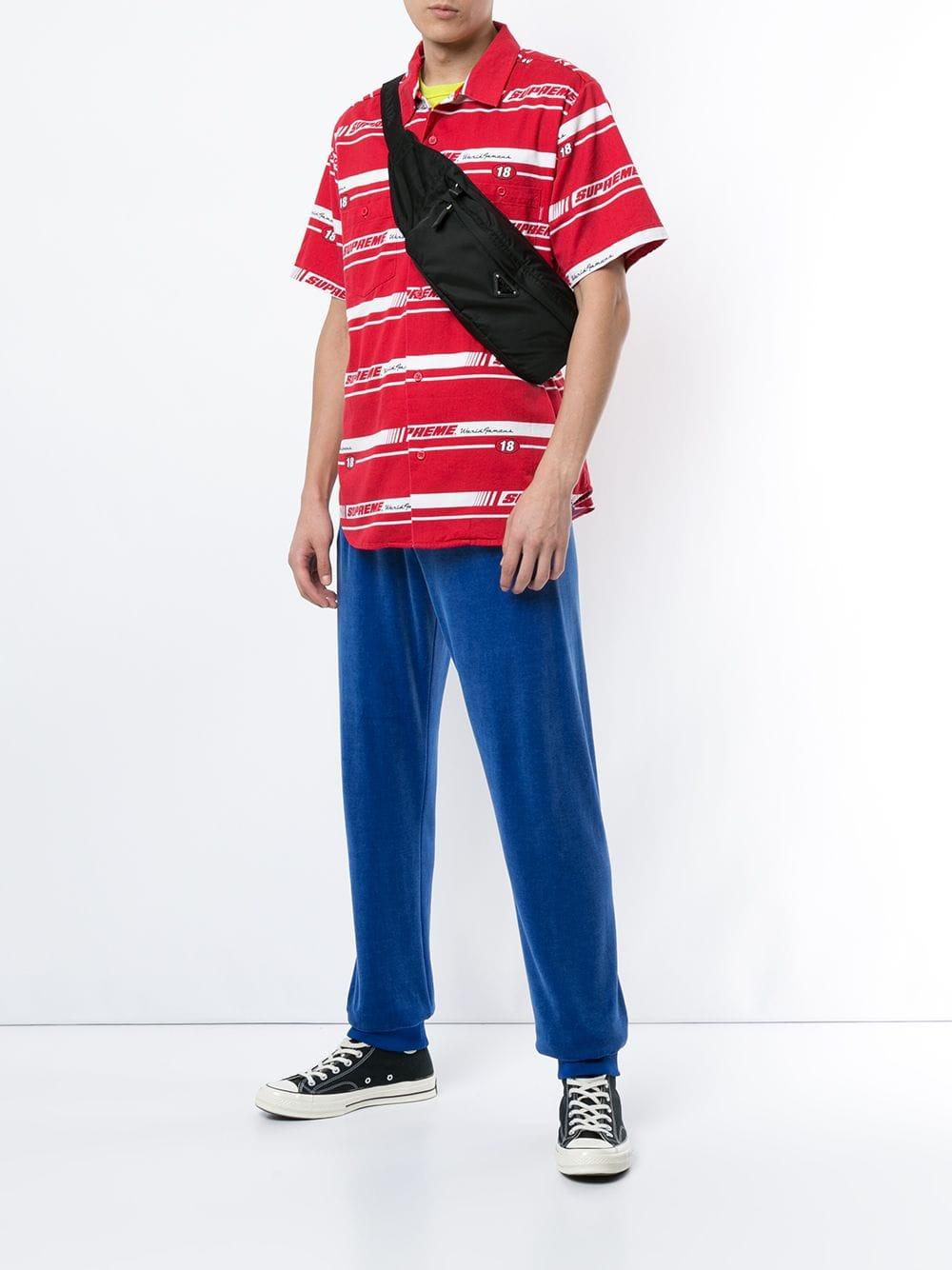 supreme striped racing work shirt