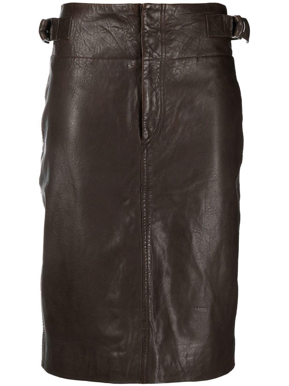 Étoile Isabel Marant Bertille Leather Skirt in Brown | Lyst