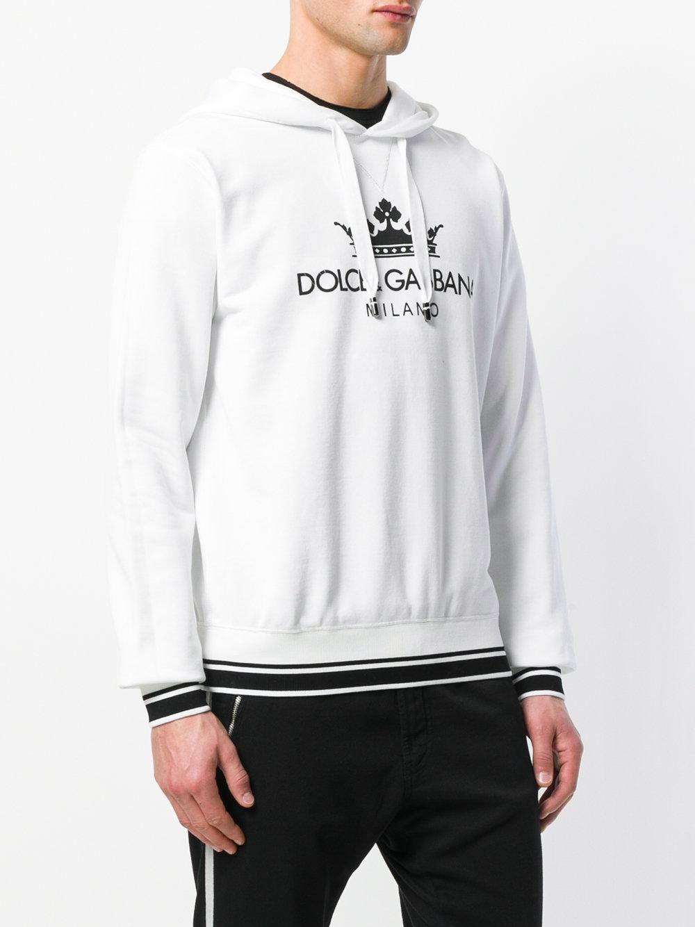 Dolce & Gabbana Logo Print Hoodie in White for Men | Lyst