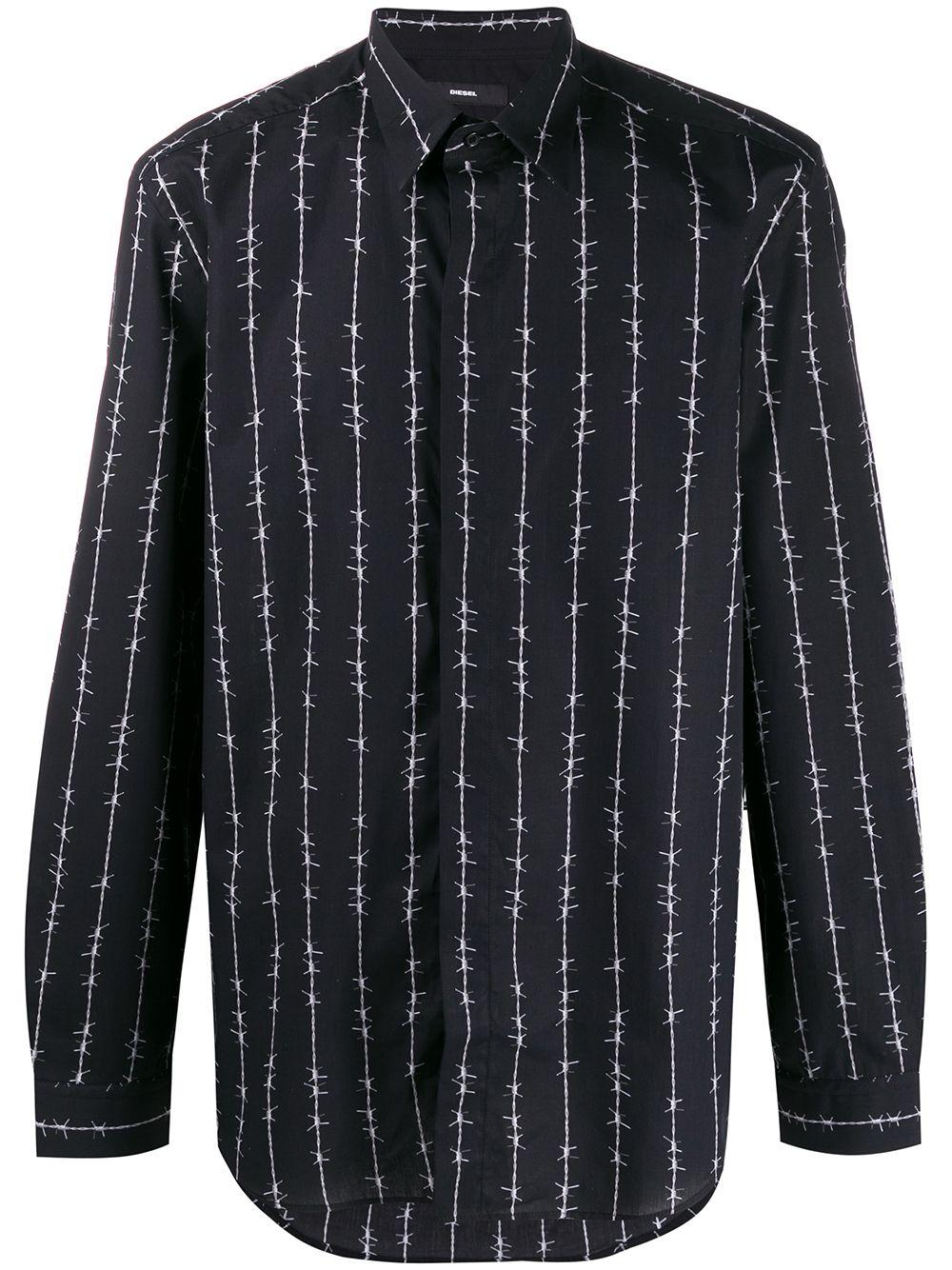 DIESEL S-barbwi Barbed Wire-print Shirt in Black for Men - Lyst