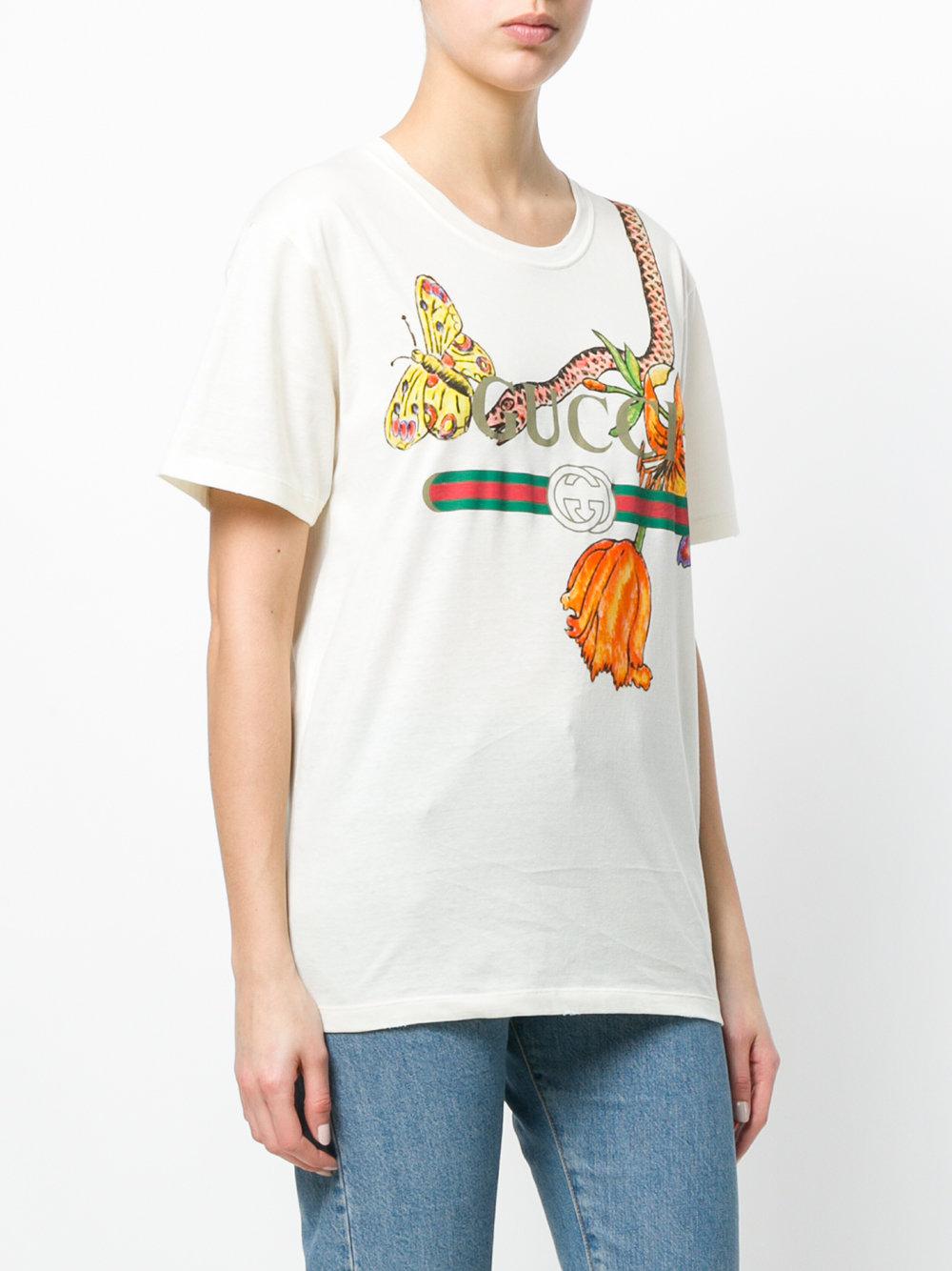 Gucci Neutrals x Dapper Dan Graphic Print T-Shirt S
