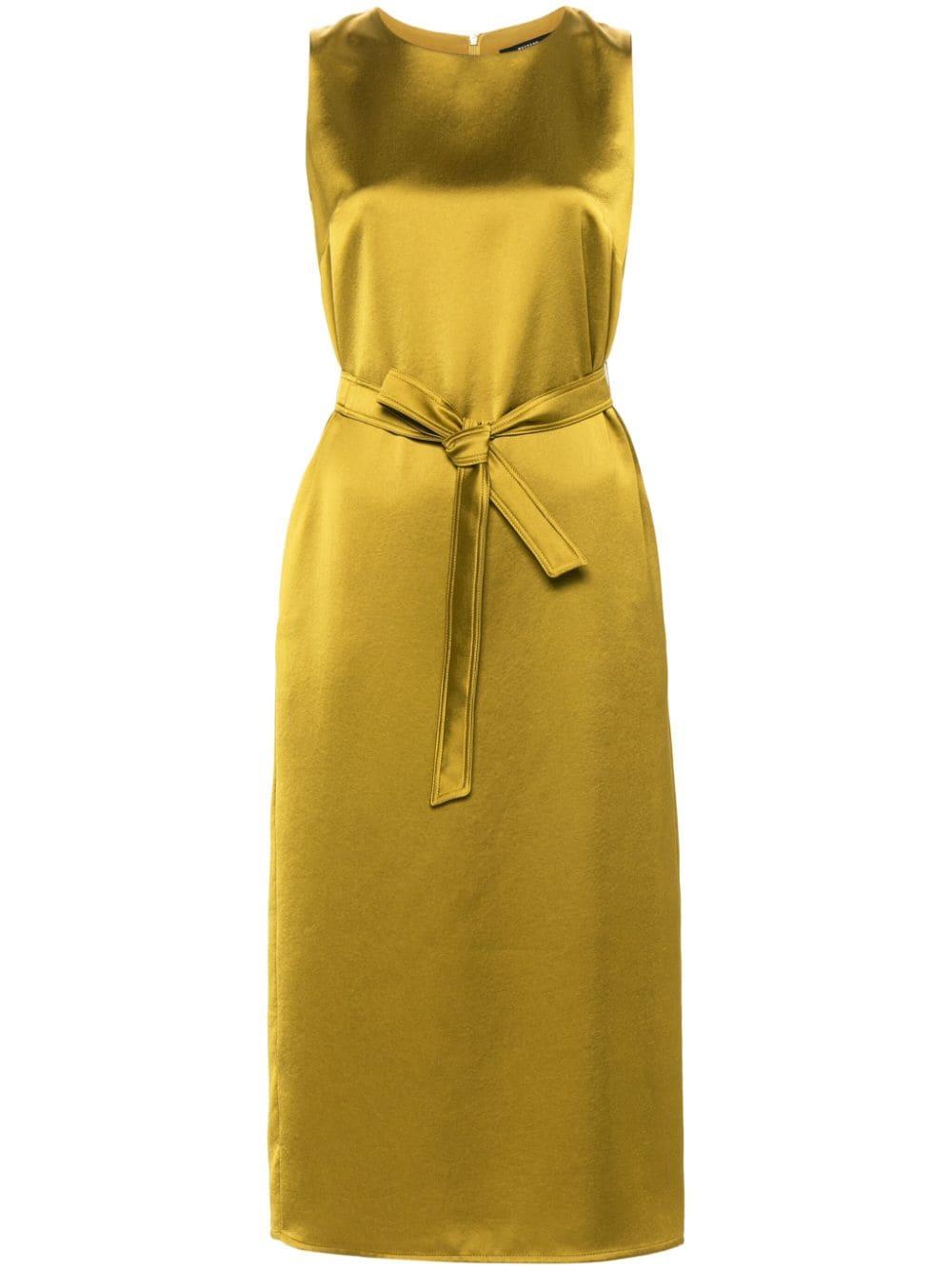 Belted satin dress discount
