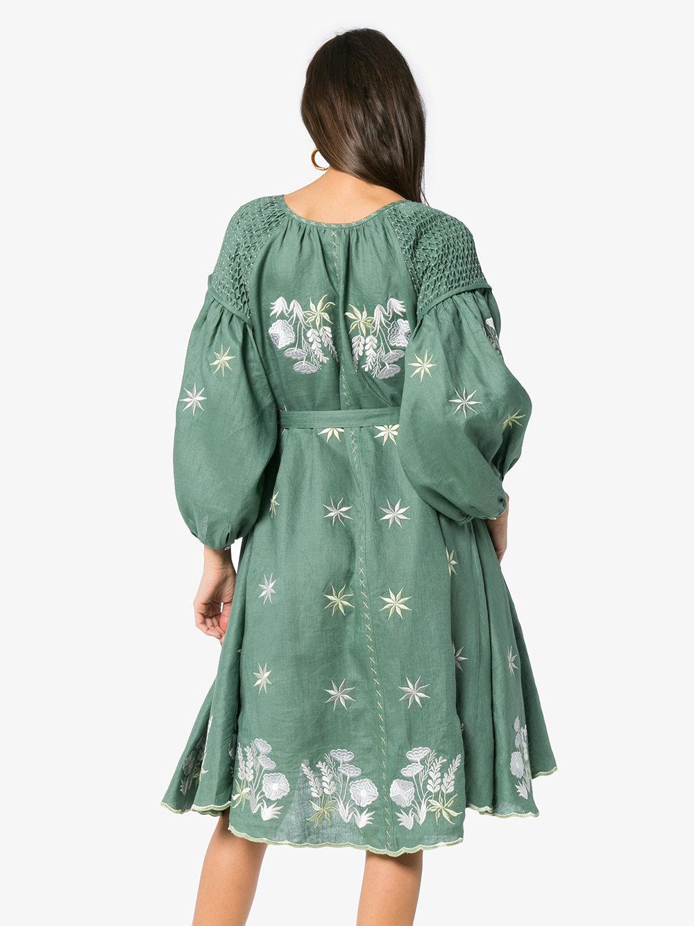 Innika Choo Hugh Jesmok Midi Smock Dress in Green - Lyst