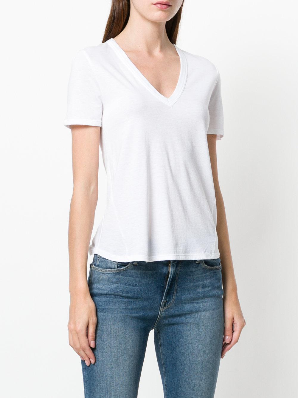 Veronica Beard Cotton V-neck T-shirt in White - Lyst