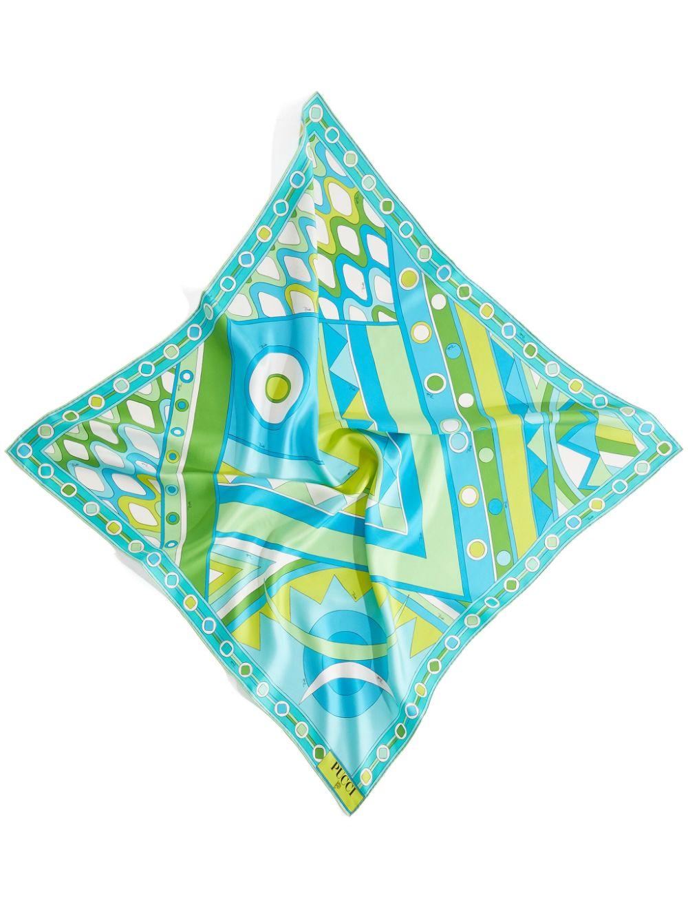 PUCCI Large Vivara-Print Silk Scarf in Blue Lyst Canada