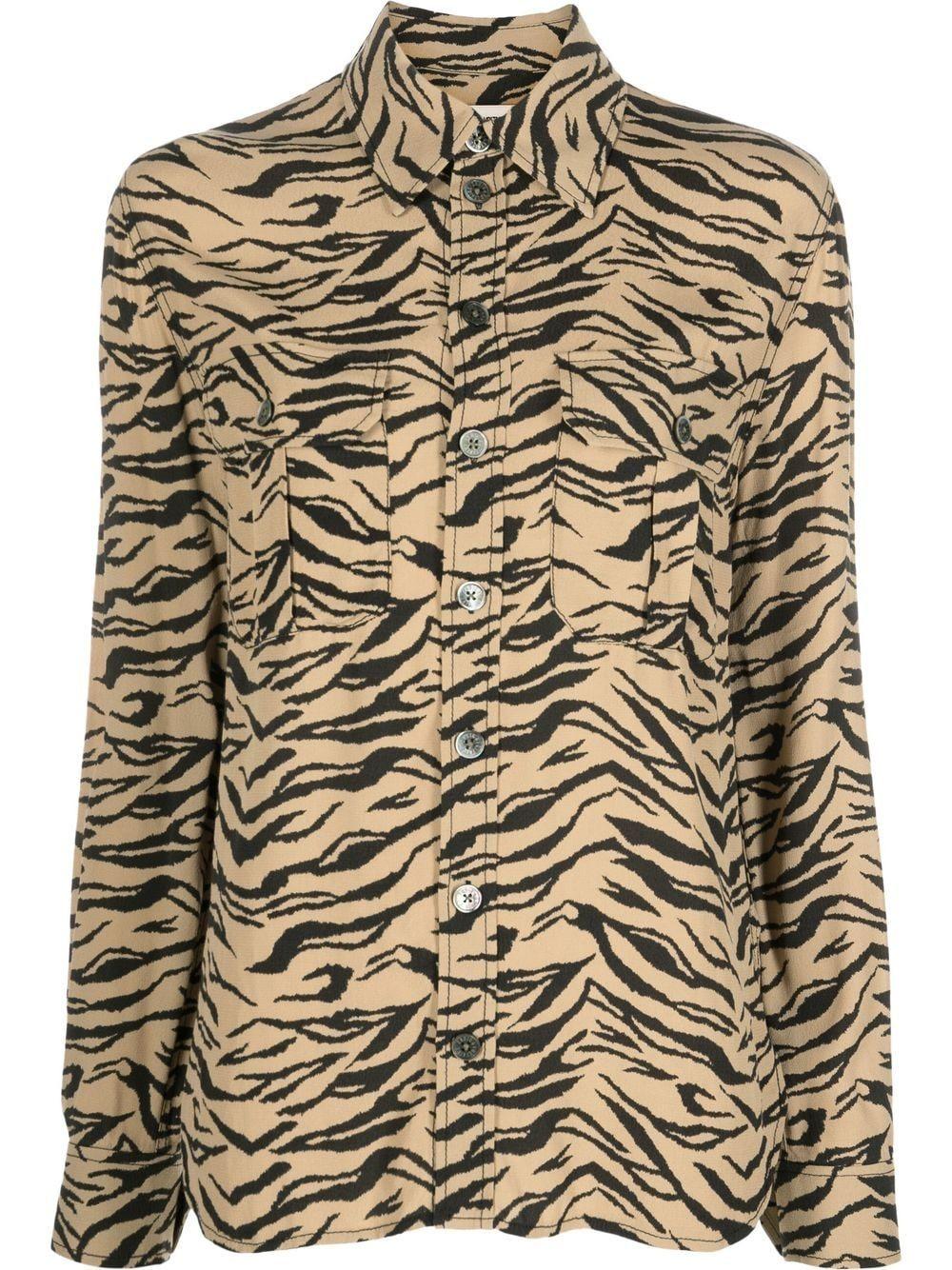 Zadig & Voltaire Satin Tiger-print Blouse in Brown | Lyst Canada