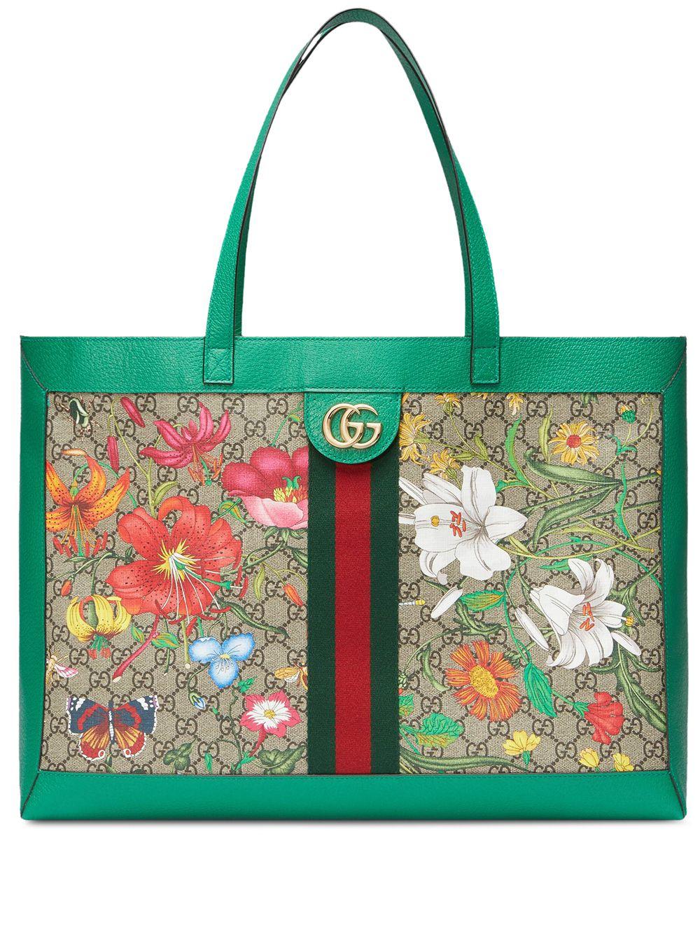 Gucci Ophidia GG Flora Tote in Green | Lyst UK