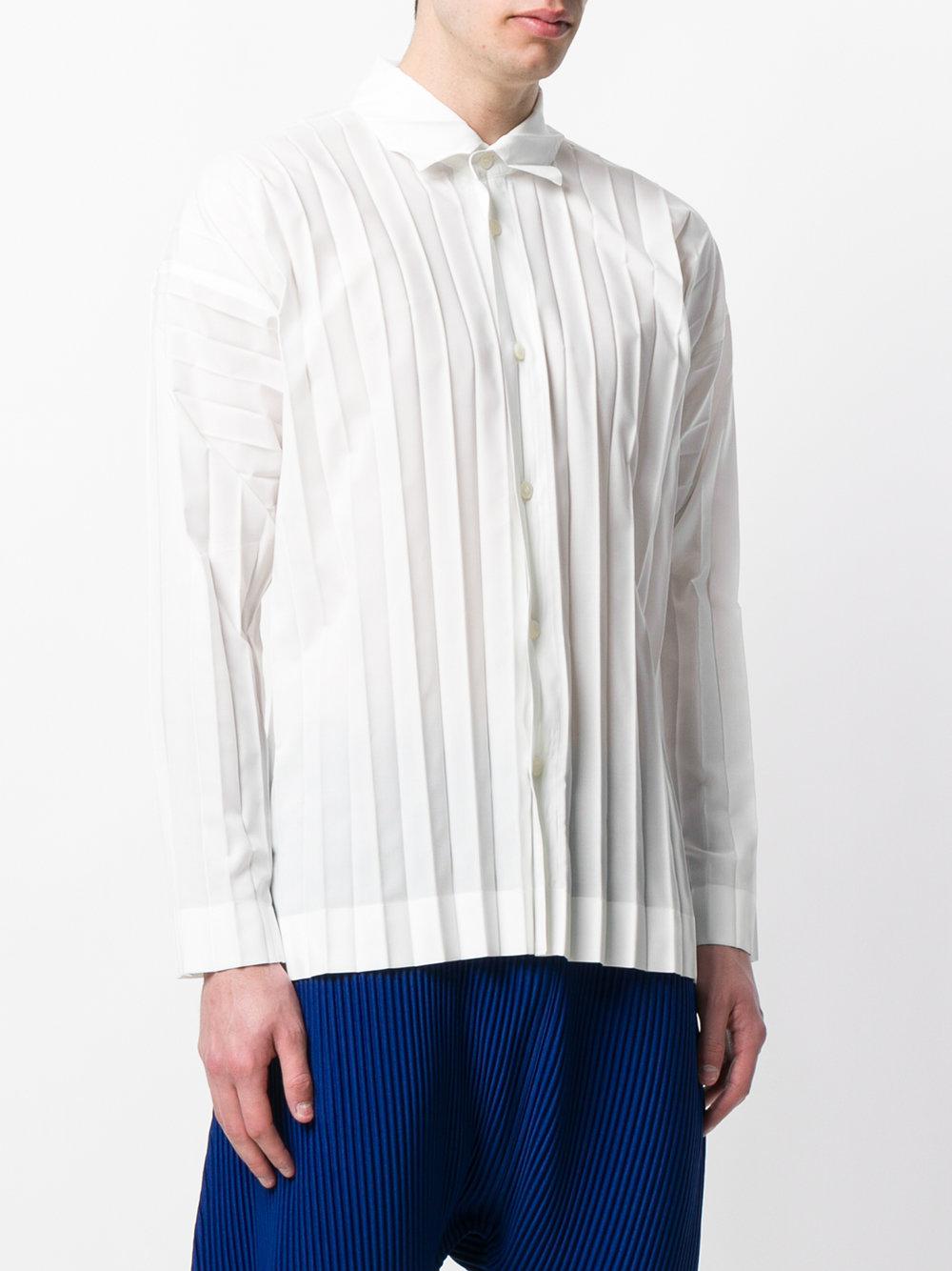 Homme Plissé Issey Miyake Pleated Shirt in White for Men | Lyst UK