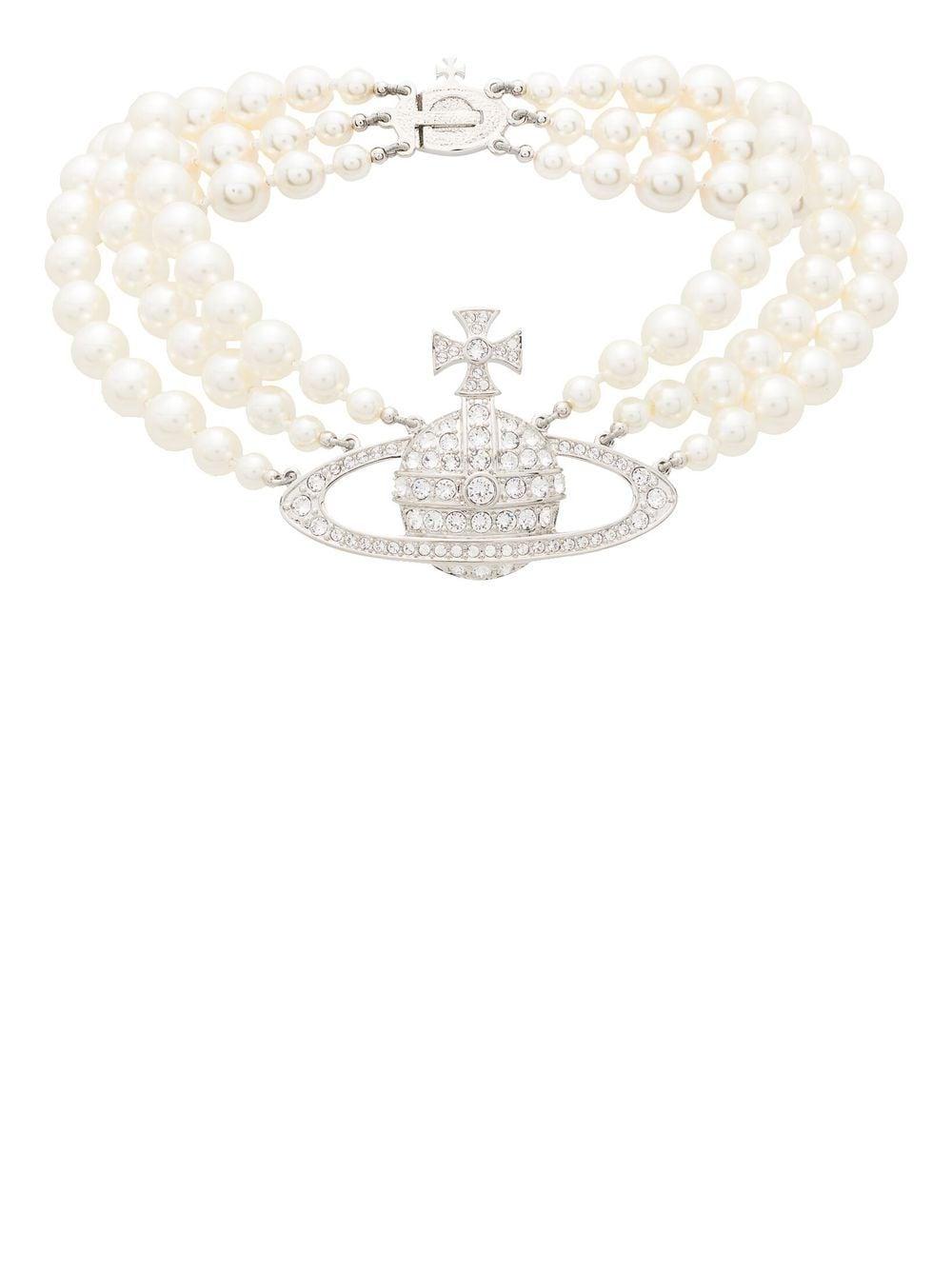 Vivienne Westwood Three Row Pearl Bas Relief Choker in White | Lyst