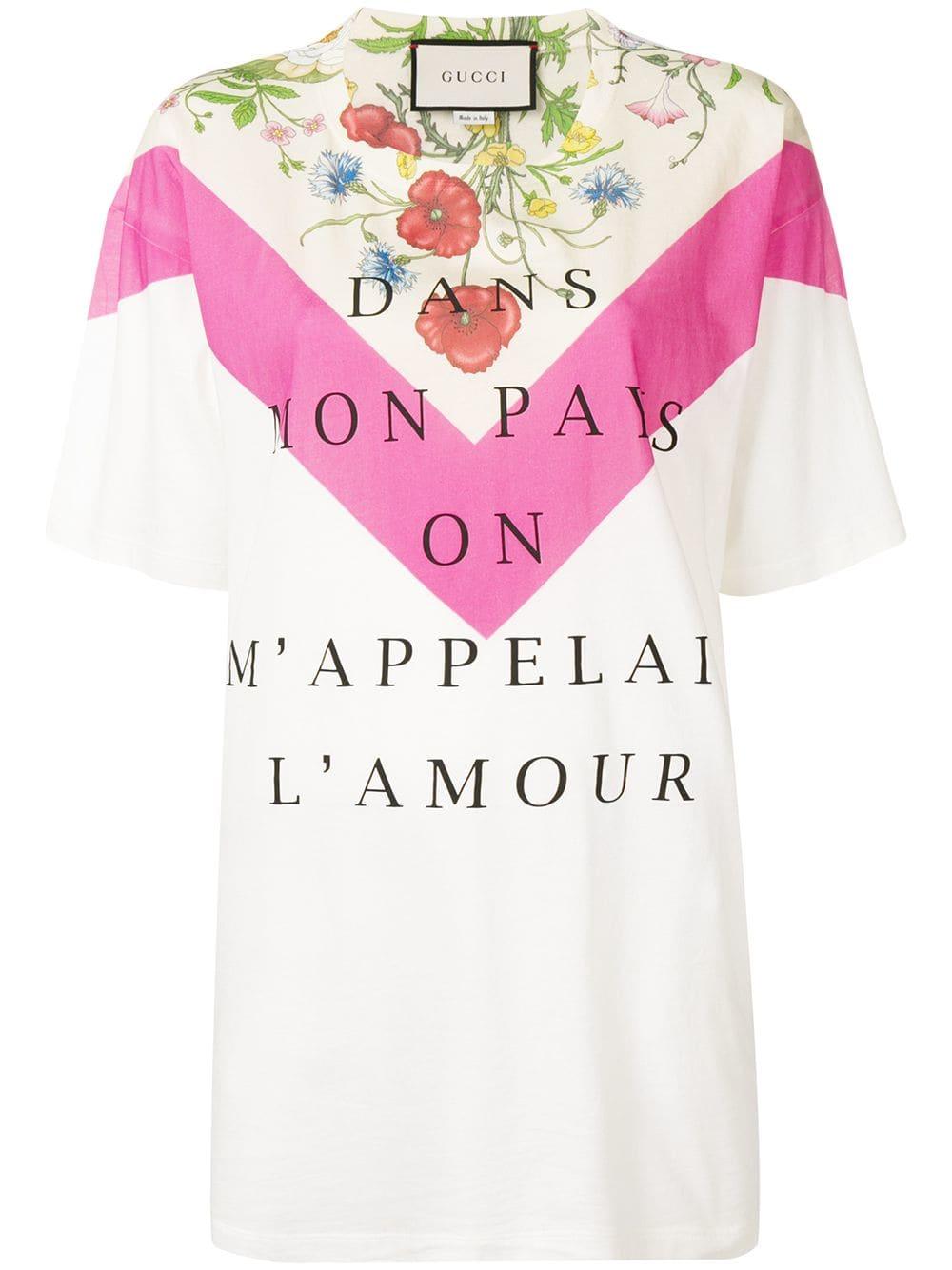 Gucci Dans Mon Pays On M'appelai L'amour T-shirt in White | Lyst
