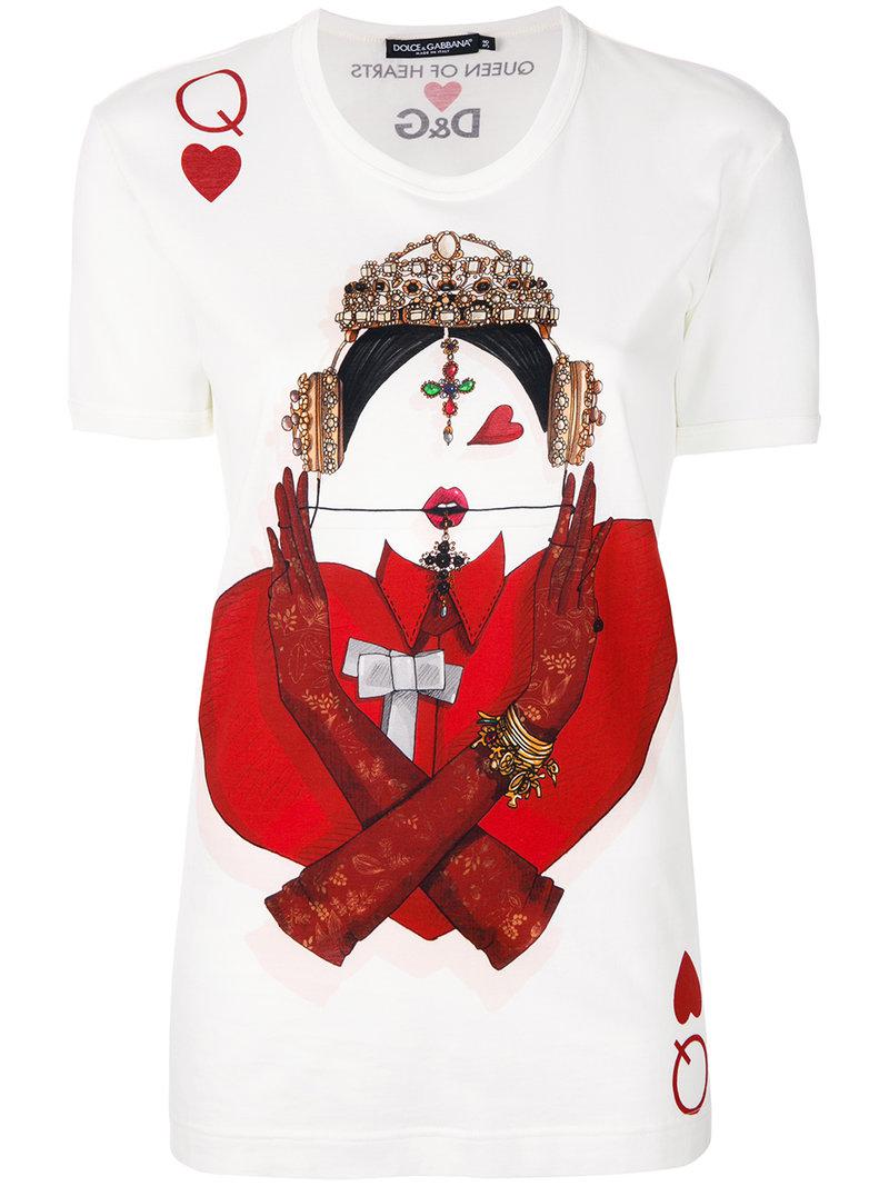 Dolce & Gabbana Queen Of Hearts T-shirt in White | Lyst