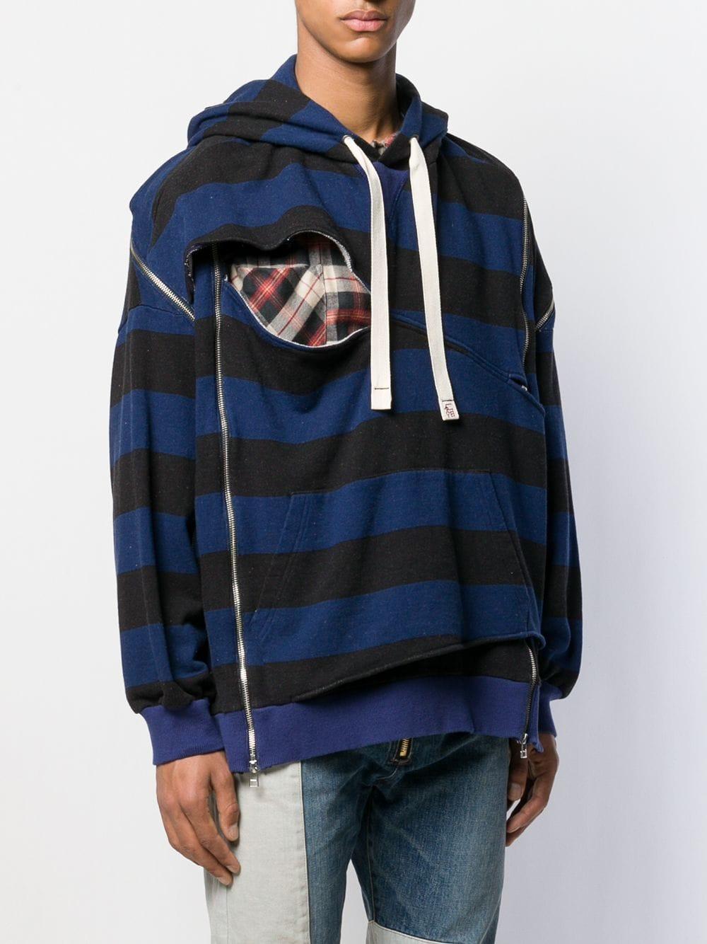 Facetasm Zip Detail Striped Hoodie in Black for Men Lyst