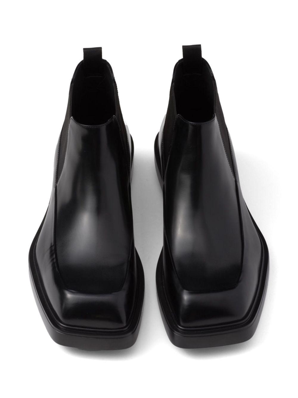 Prada Square-Toe Leather Chelsea Boots in Black for Men | Lyst