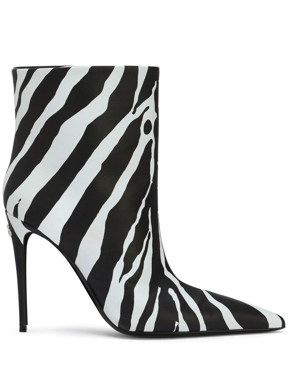 Dolce & Gabbana Zebra-print Ankle Boots in Black | Lyst