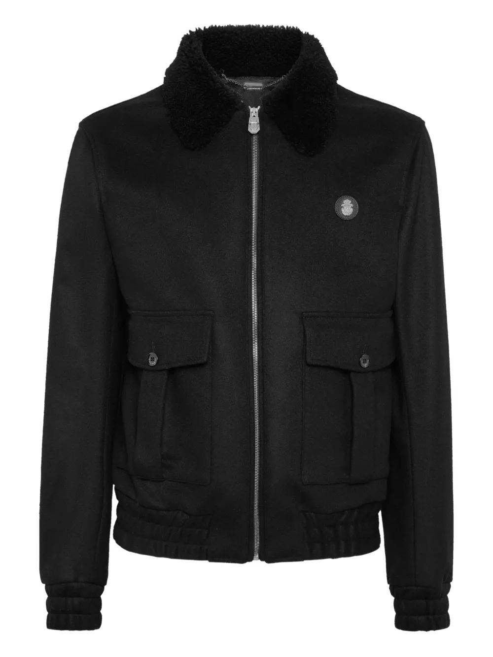 Shearling Jacket Mens Black Wool Bomber Jacket Billionaire