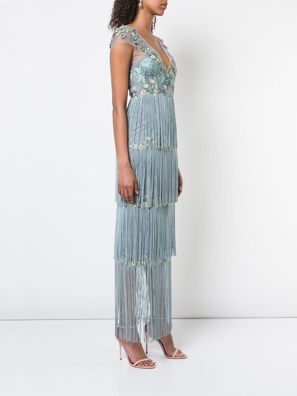 Marchesa notte outlet blue embroidered dress