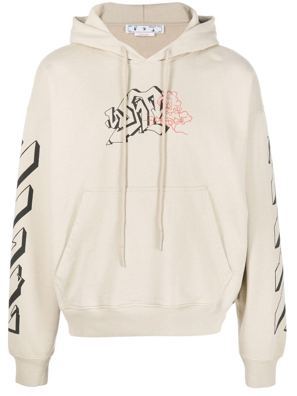 Off-White embroidered arrows cotton hoodie - Neutrals