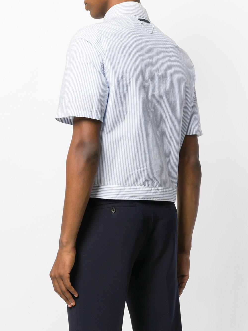 Prada Synthetic Striped Zipped Shirt in White for Men | Lyst