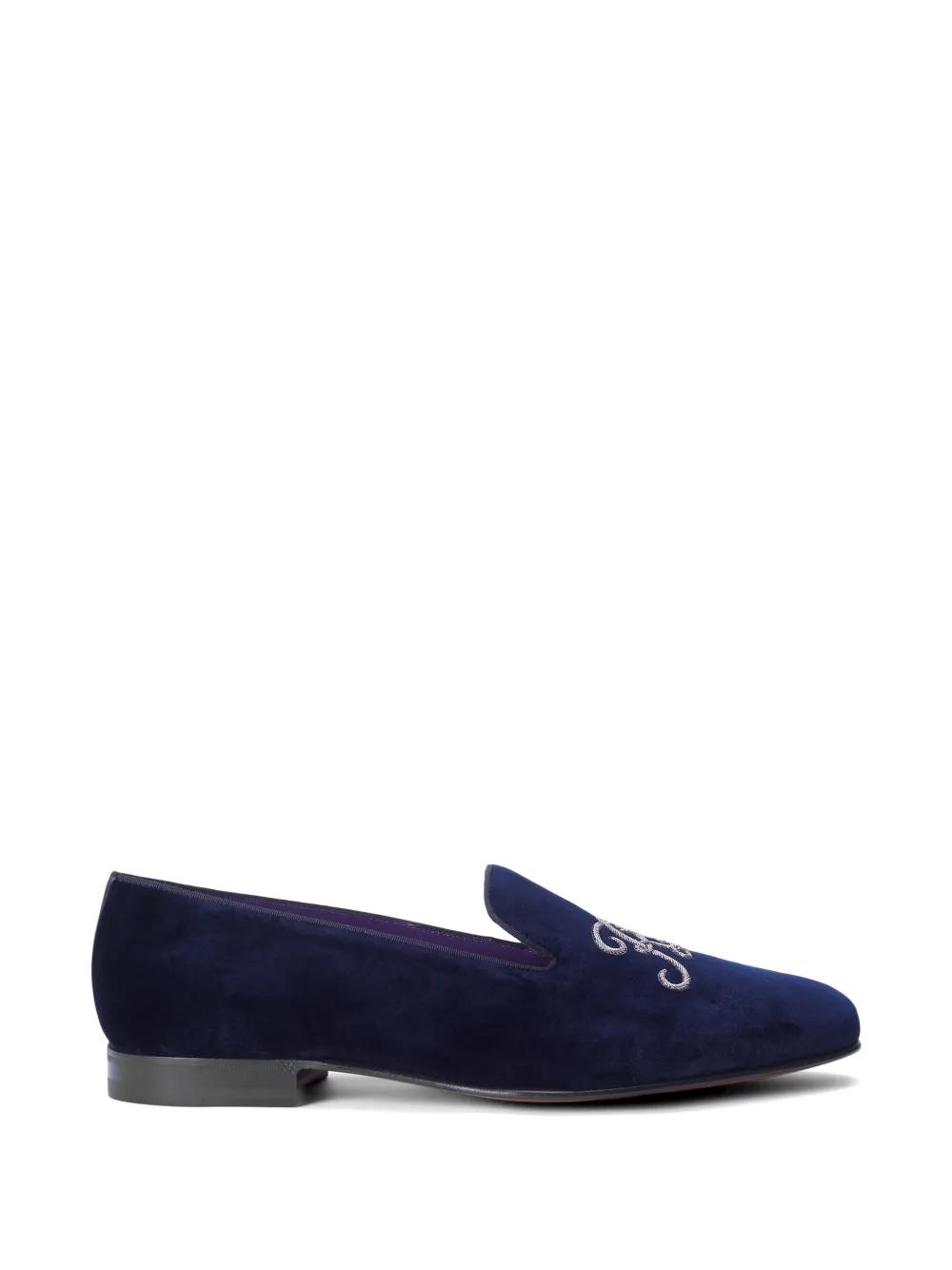 Ralph Lauren Men\'s Loafers - Deep Blue with Silver Embroidery Polo Ralph Lauren Paxton Crest Velvet Loafer (Men) | Nordstrom main image 3