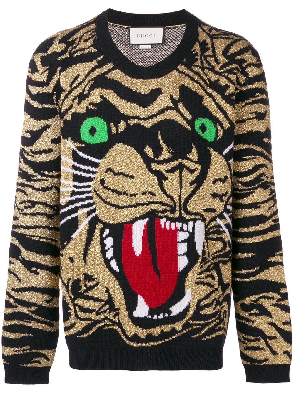 Gucci Wool Metallic Tiger Sweater for Men | Lyst