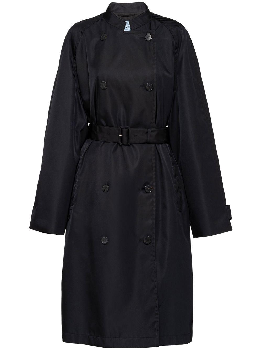 Prada Double-breasted Trench Coat in Black | Lyst