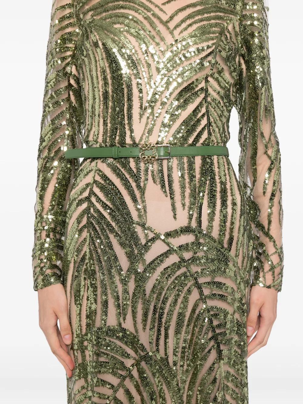 Elie Saab Embroidered Tulle Long Dress in Green | Lyst