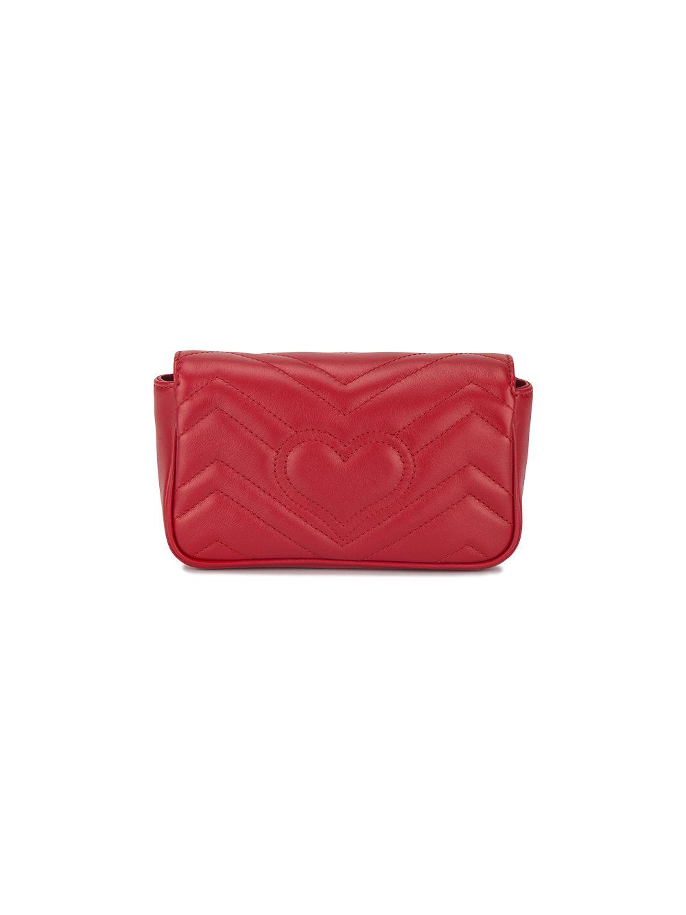 Gucci Super Mini Marmont Matelassé Bag in Red - Lyst