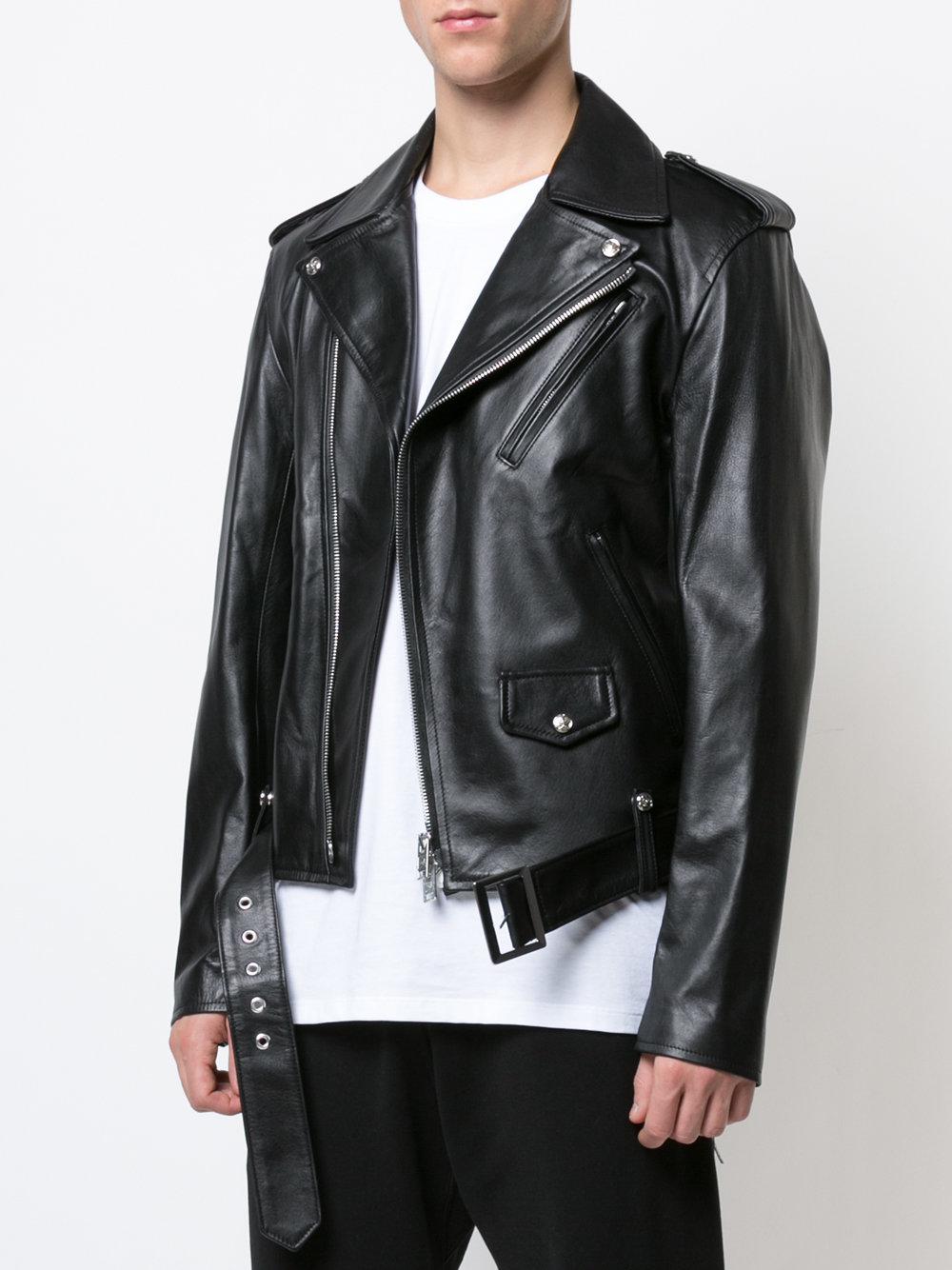 Mens Mastermind Motorcycle Style Leather Jacket Black, 5X-Large