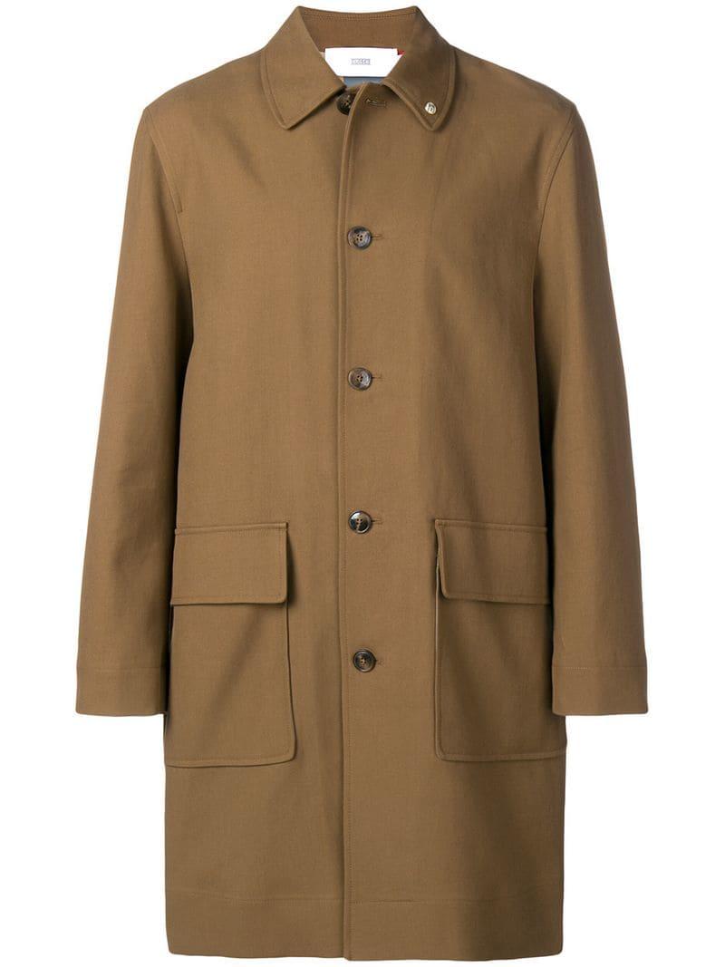 Closed Cotton Single-breasted Coat in Brown for Men - Lyst