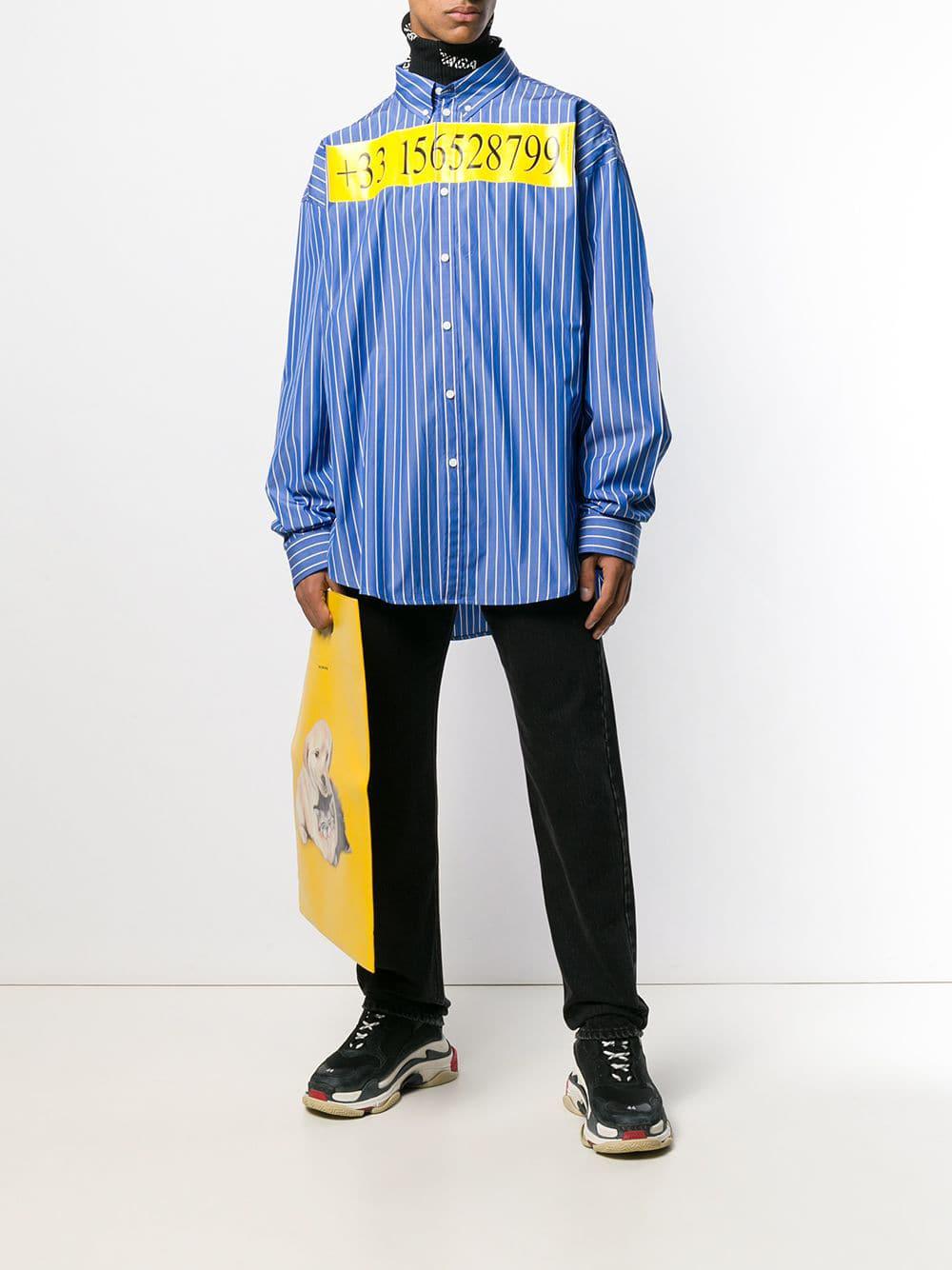 Balenciaga Hotline Number Shirt in Blue for Men | Lyst